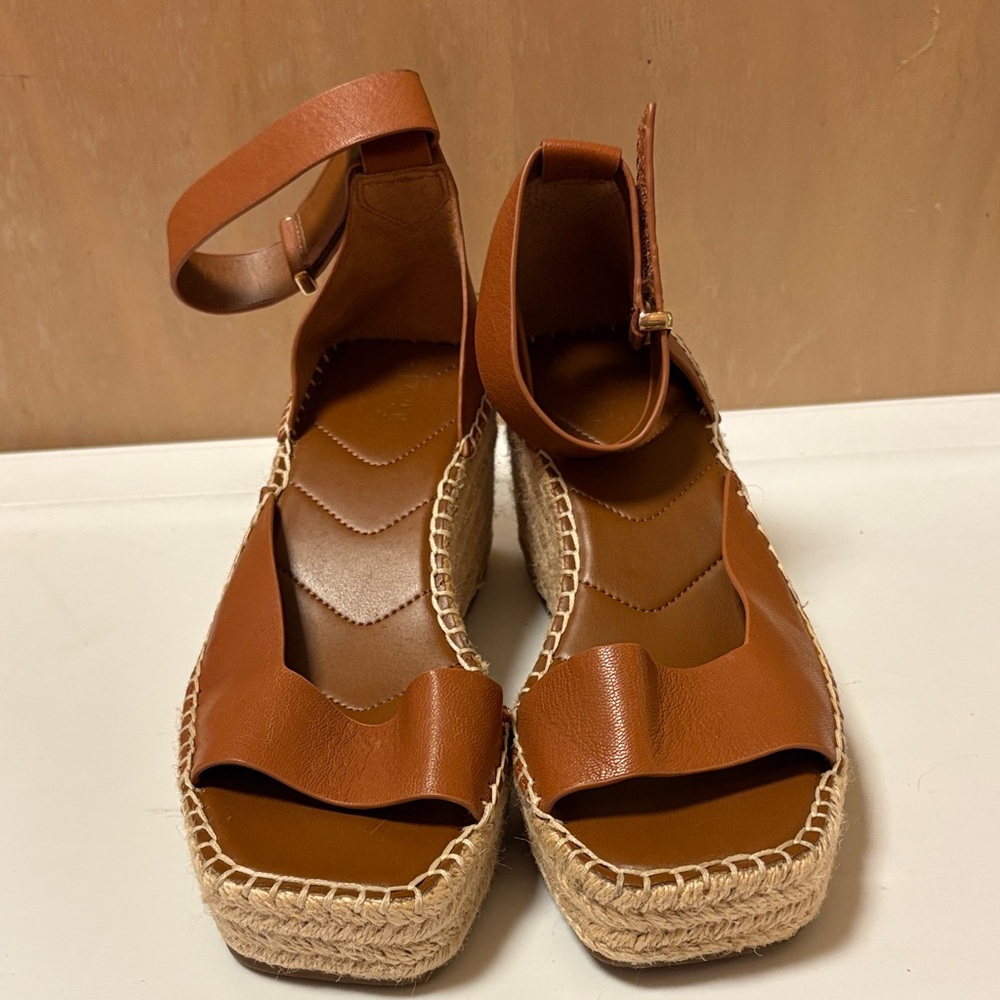 Franco Sarto Camera Tan Leather Espadrille Wedges